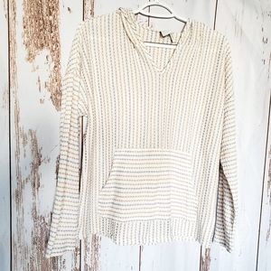 Striped waffleknit hoodie